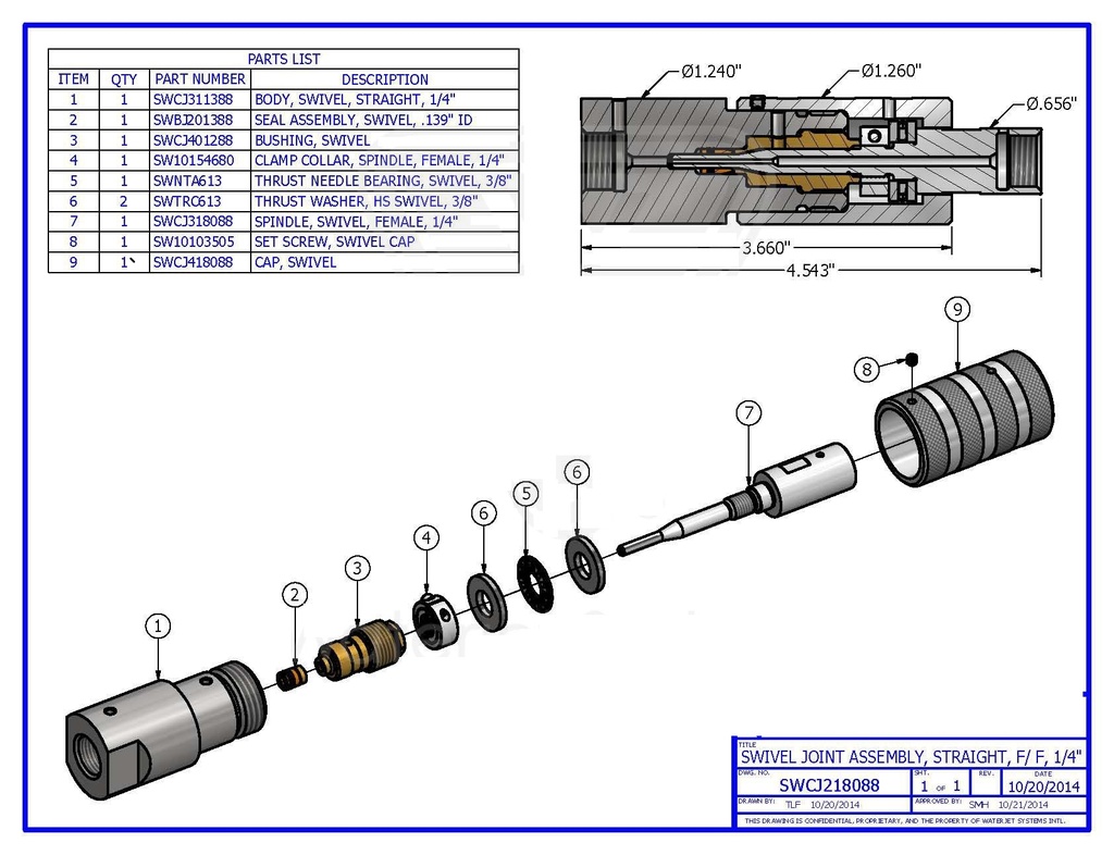 Swivel Joint Assembly  Straight  F / F  1/4"